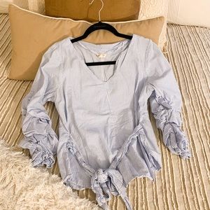 Blue and white blouse